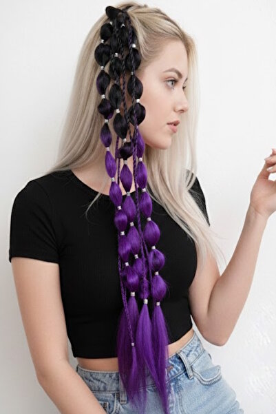 CAŞ DEKORASYON Crna i ljubičasta gumica za kosu