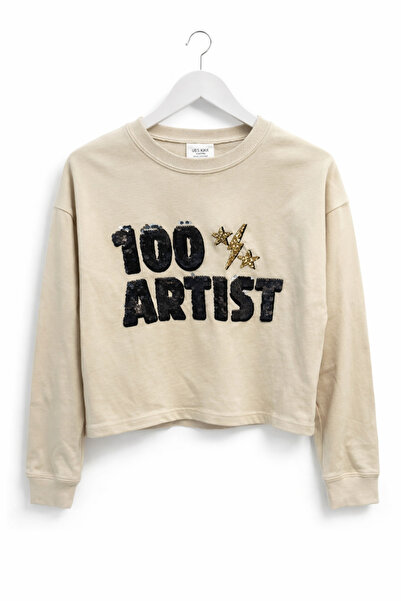 ues Girl's 100 Artist Written Sequin Detailed Long Sleeve Sweatshirt