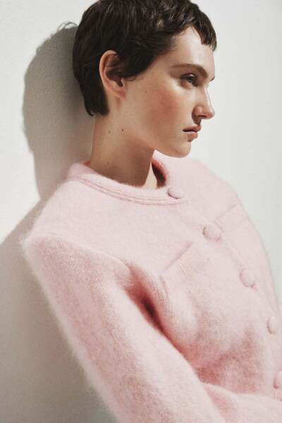 H&M Mohair-blend shoulder-pad cardigan