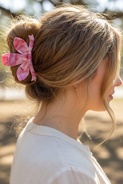 CAŞ DEKORASYON Kopča sa mramornim uzorkom u boji fuksije