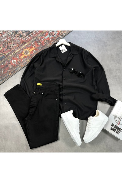 tetramoda Men's Ottoman Corded Fabric Fabric Regular Fit Shirt & Slim Fit Jea...