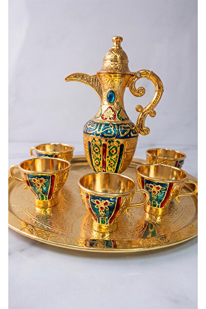 Medine Baazar Medine Pazarı Mineli Gold Renk 8 Parça Lüks Zemzem Takımı - 6 K...