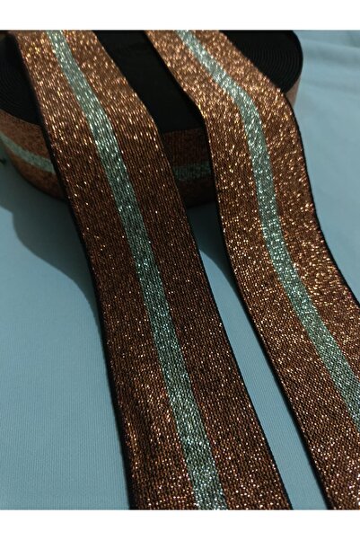 ULUPAMİR Brown Silver Glittery Vertical Striped Wide Tire