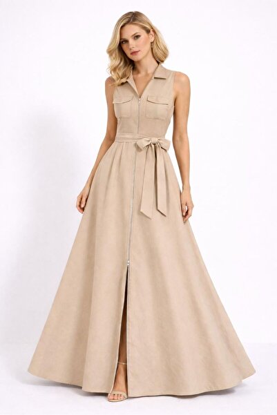 ALYEL NAKER Maxi Stylish/Casual Dress with Utility Detailing & Front Zipper