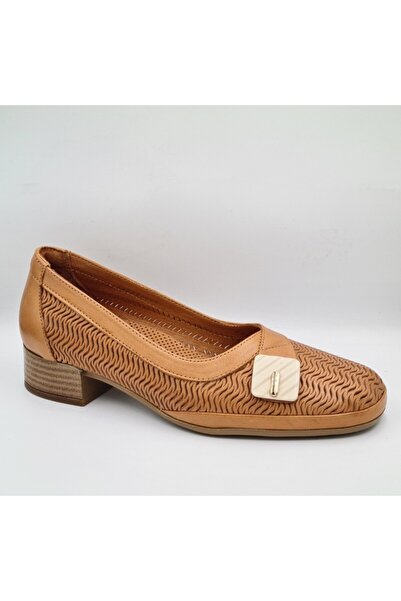 Mammamia D26YA-7665 Taba Renk Hakiki Deri Topuklu (3cm) Kadın Casual Klasik A...