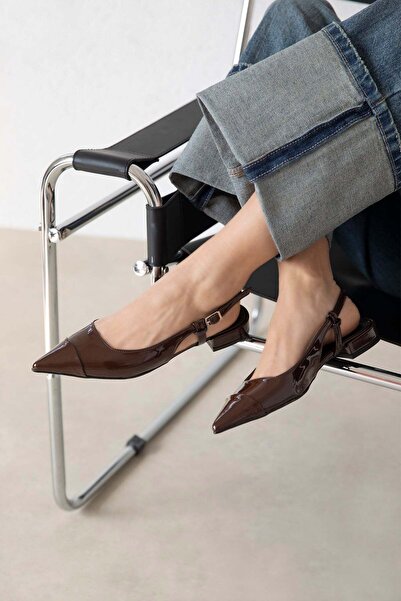 STRASWANS Hubert ženske cipele na petu od lakirane kože, smeđe