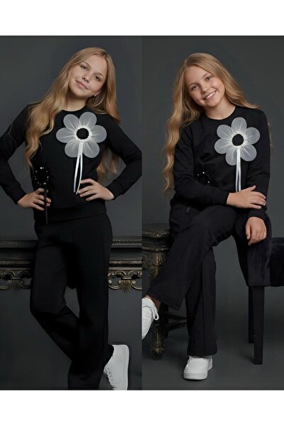 Lucky kidswear Set pentru fete cu detalii din piatră, tul și siluete florale,...