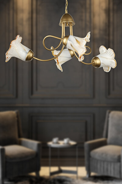 Allians Şık 4'lü Eskitme Avize, Modern ve Zarif Aydınlatma Seçeneği