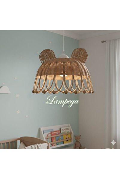 Allians Doğal bambu ve rattan tasarımlı çocuk odası avizesi, şık ve sıcak atm...