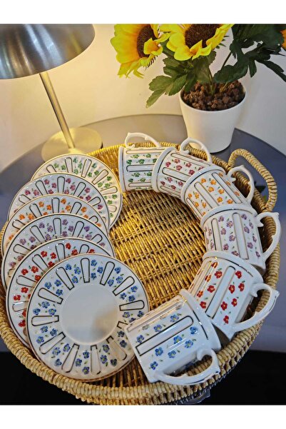 SİHİR Mien çiçek desenli şık porselen fincan takımı