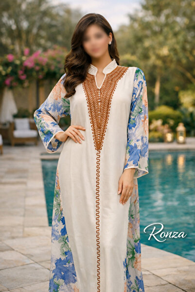 RONZA Women's jalabiya with chest embroidery