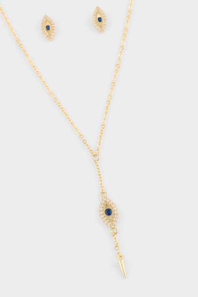 DeFacto طقم أقراط ذهبية من ريس إكس بلو مرصّع بالأحجار G4212AXNS