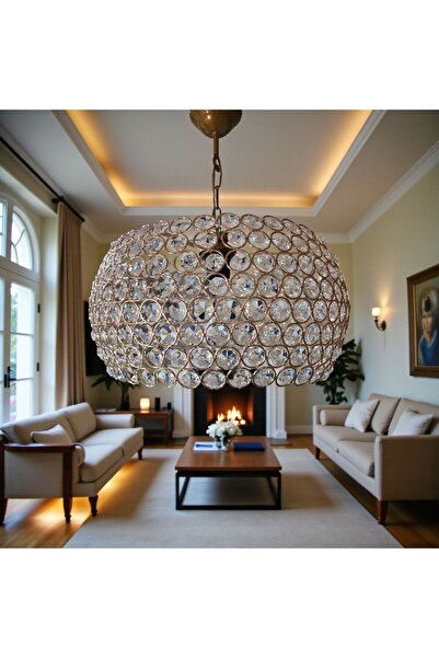 Allians Şık Kristal Taşlı Avize, Modern ve Parlak Dekorasyon Parçası