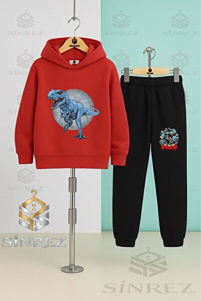 SİNREZ Set de trening cu glugă pentru copii, unisex, DINOZAUROAZUL ÎN CERCELU...