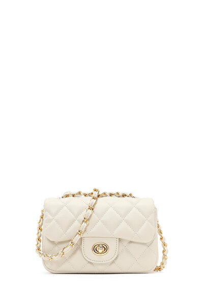 Derimod Kadın Krem Zincir Askılı Mini Kapitone Çapraz Çanta 26SBD2017KP