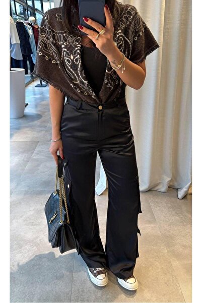 ALVOR Design Model Women's Satin Cargo Pocket in Wide-Leg Trousers