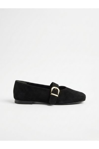 afra shoes أحذية نسائية جلد سويدي مقدمة مربعة حذاء مسطح - تصميم أنيق ومريح