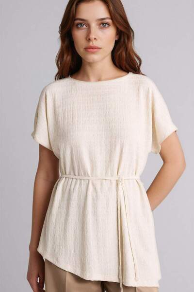 DeFacto Tricou cu mânecă scurtă, cu gât asimetric și înfășurare, G9272AX26SP