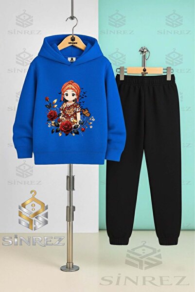 SİNREZ Children's Unisex Jyn Anime Girl Hooded Tracksuit Set
