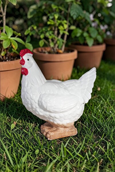 libre design Dekoratif 35 cm Tavuk Biblo Obje Ev Balkon Bahçe Dekorasyon Heykel