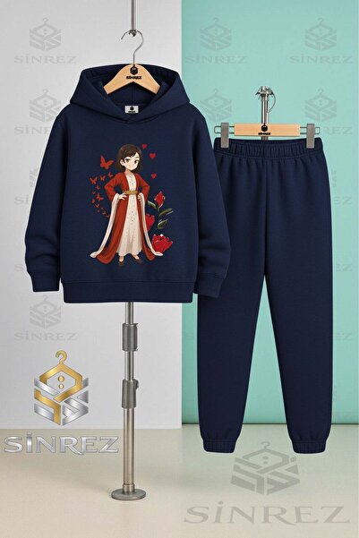 SİNREZ Children's Unisex Jyn Anime Yoresel Hooded Tracksuit Set
