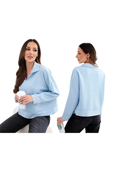 Kesi Hanorac albastru de damă cu guler supradimensionat | Butter