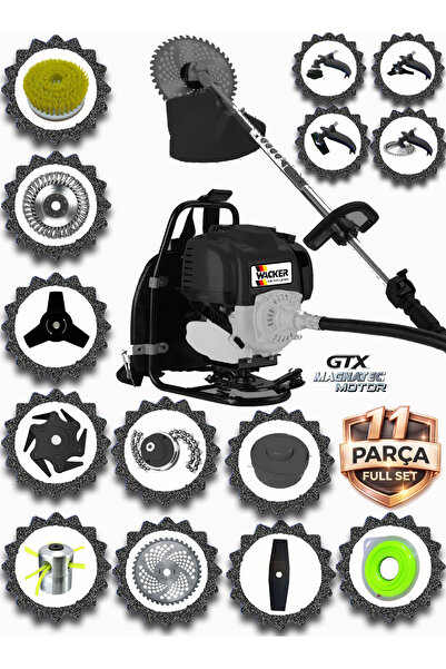 Wacker Pro German WS-488 CLAS Seri Sırt Tipi Benzinli Ot Çalı Çim Biçme Tırpa...