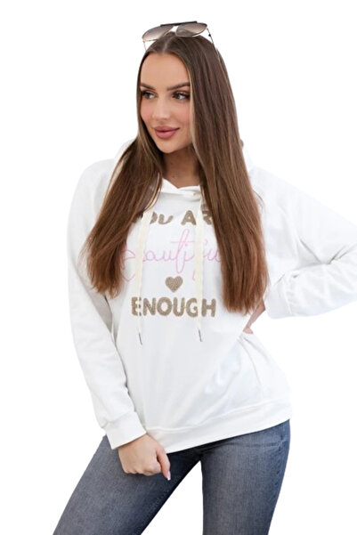 Kesi Hanorac din bumbac cu glugă ecru