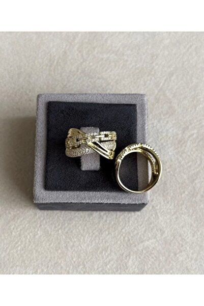 Haziran Xuping Çapraz Taşlı 14K Gold Yüzük, Ölçü: 8
