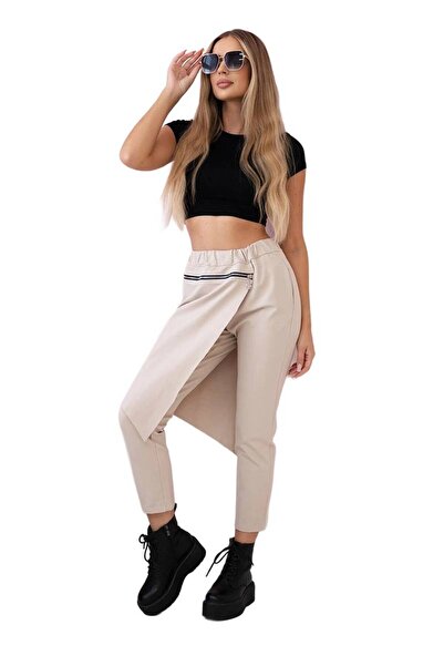 Kesi Spodnie Punto Milano Winter z ozdobnym suwakiem ciemno beżowe