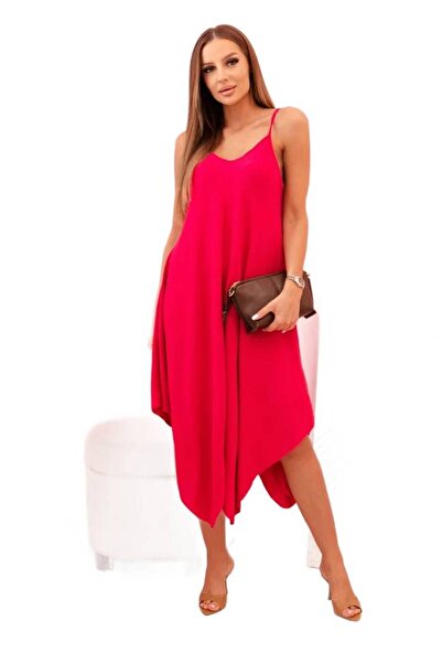 Kesi Rochie lejeră de damă fuchsia, cu bretele și fund evazat