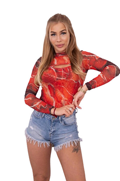 Kesi Bluzka body wzór marmur czerwona