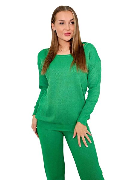 Kesi Komplet sweterkowy Bluza + Spodnie zielony