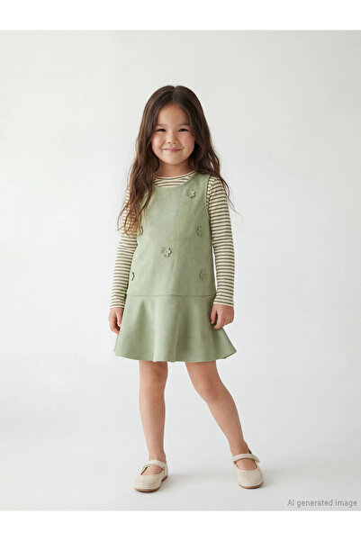 LC Waikiki Set rochie pentru fete LCW Kids, verde, cu aspect de piele intoars...