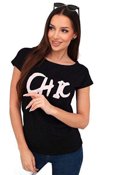 Kesi Bluzka damska bawełniana z nadrukiem CHIC czarna
