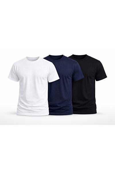 MONOTEE Men's T-shirt 100% Cotton, Set of 3 T-shirts, Men's Simple Basic Soli...