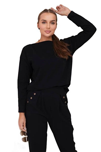 Kesi Komplet bawełniany z ozdobnymi napami czarny