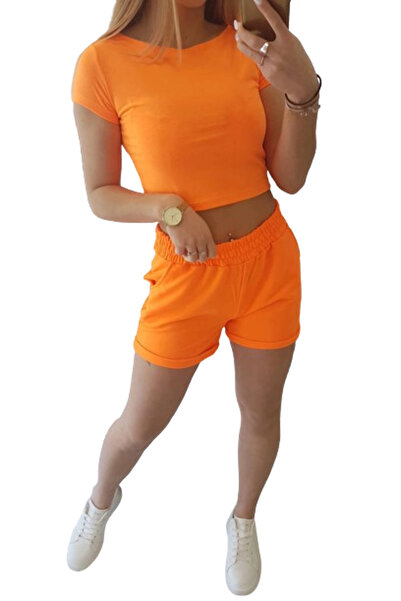 Kesi Set de pantaloni scurți din bumbac portocaliu neon
