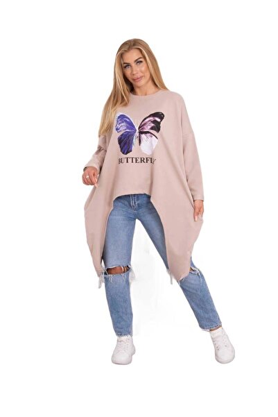 Kesi Bluzka z nadrukiem oversize beżowa