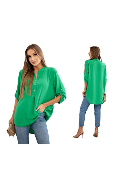Kesi Women's light green blouse with rolled up sleeves