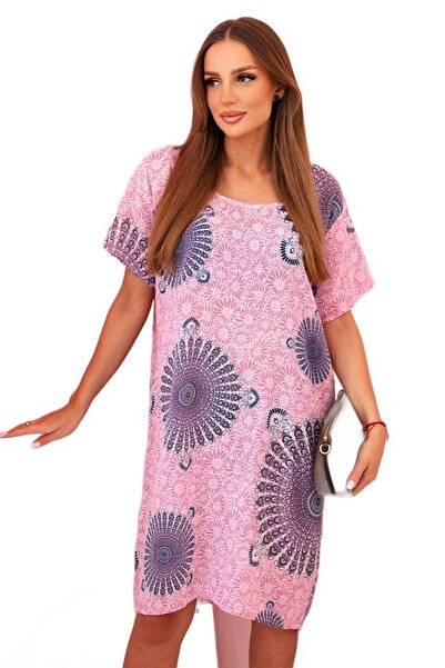 Kesi Sukienka damska bawełniana z orientalnym wzorem jasno różowa