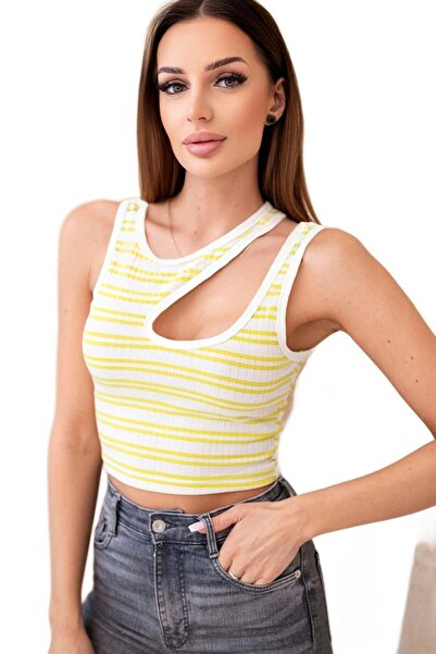 Kesi Top fără mâneci cu nervuri și decupaj verde pentru femei