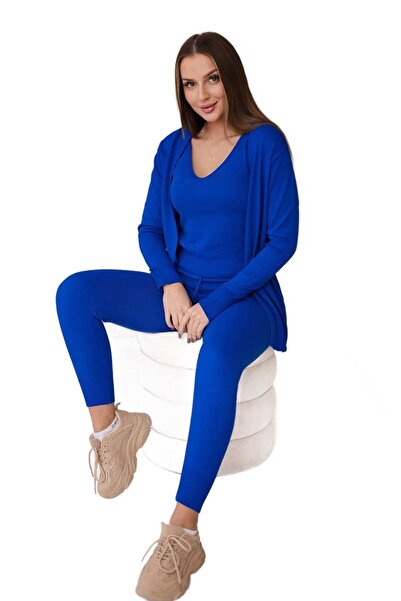 Kesi Komplet sweterkowy 3-częściowy chabrowy