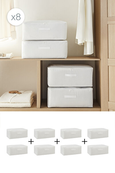 Homewave 8 Pieces Medium Size Gray Gingham Under-Bed Suitcase Organizer Bag 5...