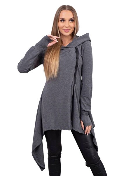 Kesi Bluza z kapturem i suwakiem na boku grafitowa