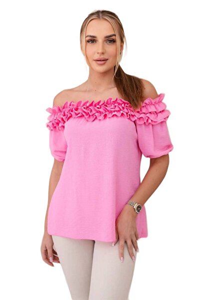 Kesi Light pink Spanish blouse with small ruffle