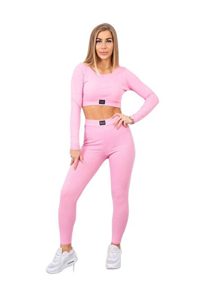 Kesi Set cu bluză și top cu nervuri roz deschis