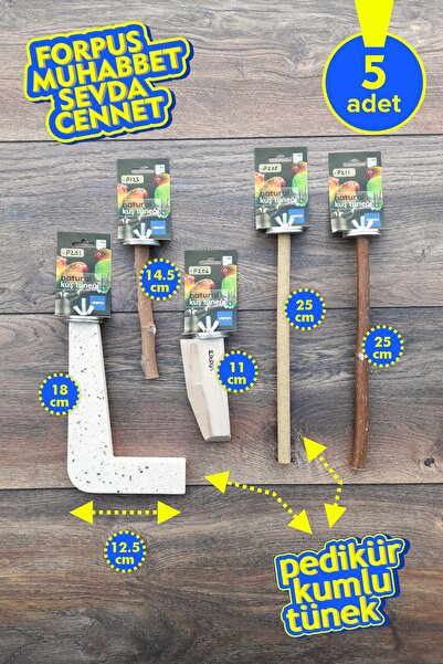 Vixpet Venty 5-Piece Natural Parrot Perch Set |   Kumlu Tünekli |   Forpus, M...