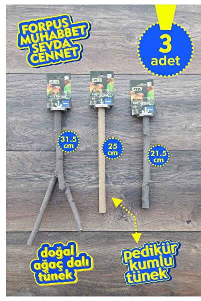 Vixpet Venty 3 Piece Natural Parrot Perch Set |   Kumlu Tünekli |   Forpus, M...