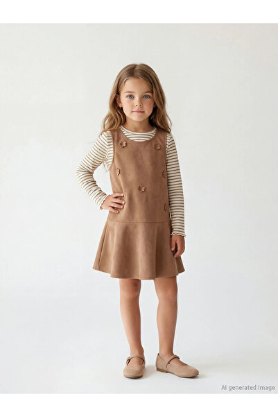 LC Waikiki Set rochie pentru fete LCW Kids, verde, cu aspect de piele intoars...